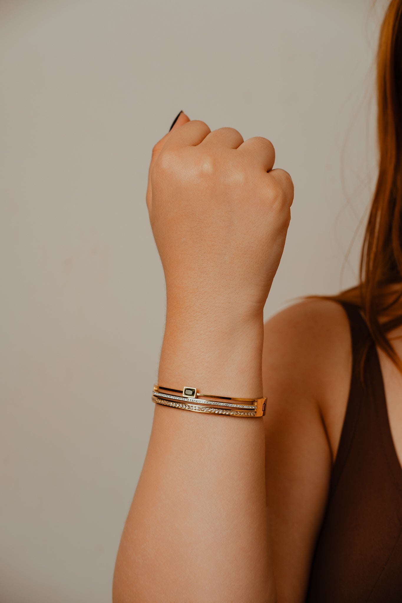 BRACELETE TRIO VERDE CRAVEJADO